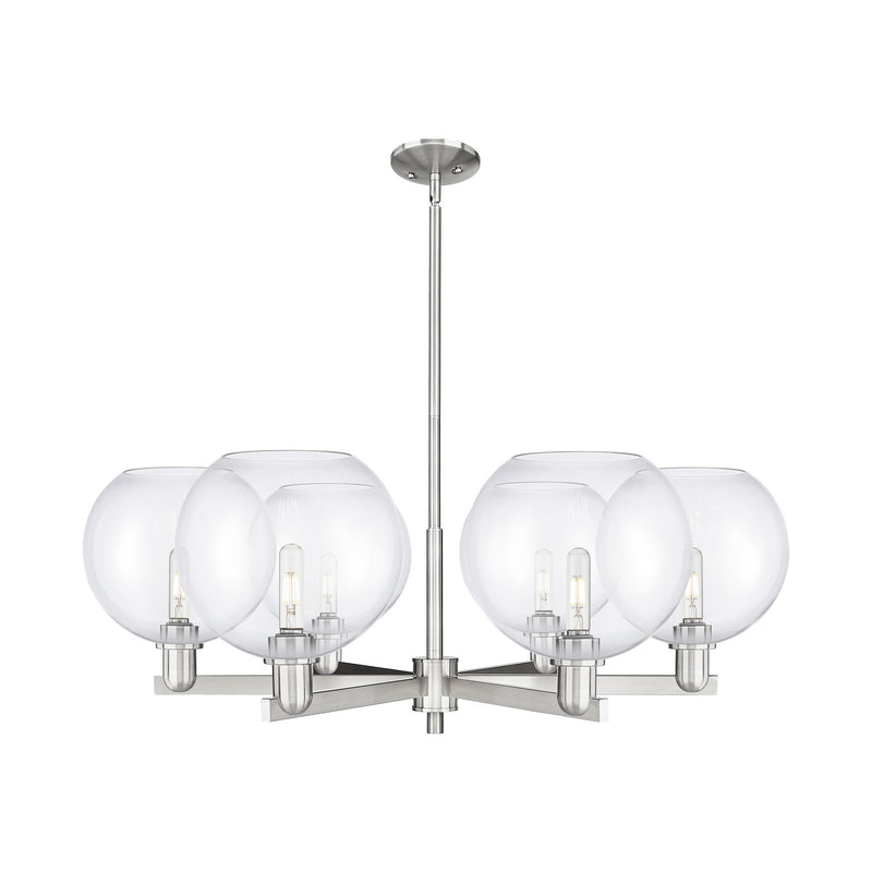 Innovations Athens 40in 6-Light Chandelier | Industrial Satin Nickel and Clear Glass | Dining Room & Living Room | 39.75 x 14 in | Model 716-6CR-SN-G122-10