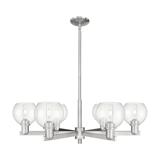 Innovations Athens 36in 6-Light Chandelier | Industrial Satin Nickel Steel and Clear Glass | Kitchen Island & Dining Room | Model 716-6CR-SN-G122-6