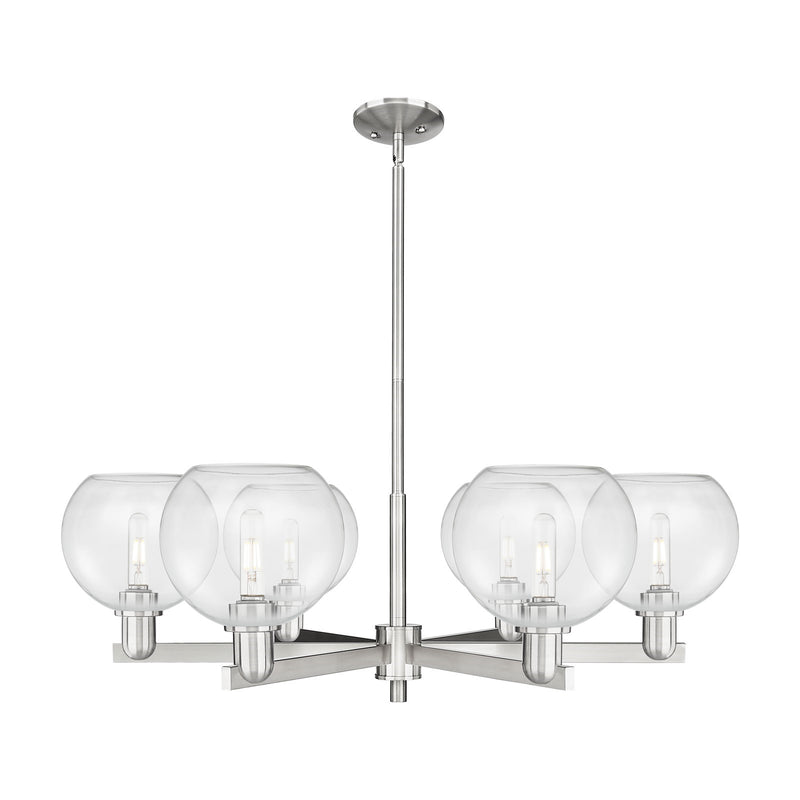 Innovations Athens 38in 6-Light Chandelier | Industrial Satin Nickel Steel and Clear Glass | Dining Room & Living Room | Model 716-6CR-SN-G122-8