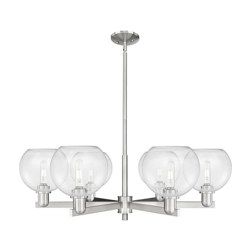 Innovations Athens 38in 6-Light Chandelier | Industrial Satin Nickel Steel and Clear Glass | Dining Room & Living Room | Model 716-6CR-SN-G122-8