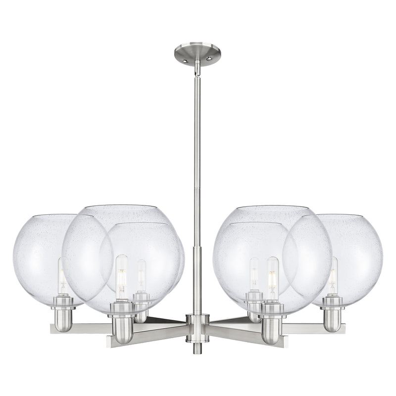 Innovations Athens 40in 6-Light Chandelier | Industrial Satin Nickel Steel and Seedy Glass | Dining Room & Living Room | Model 716-6CR-SN-G124-10