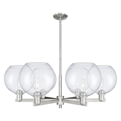 Innovations Athens 40in 6-Light Chandelier | Industrial Satin Nickel Steel and Seedy Glass | Dining Room & Living Room | Model 716-6CR-SN-G124-10