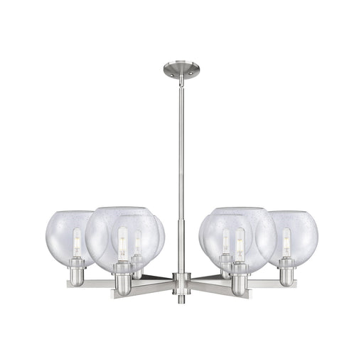 Innovations Athens 38in 6-Light Chandelier | Industrial Satin Nickel and Seedy Glass | Dining Room & Living Room | Model 716-6CR-SN-G124-8
