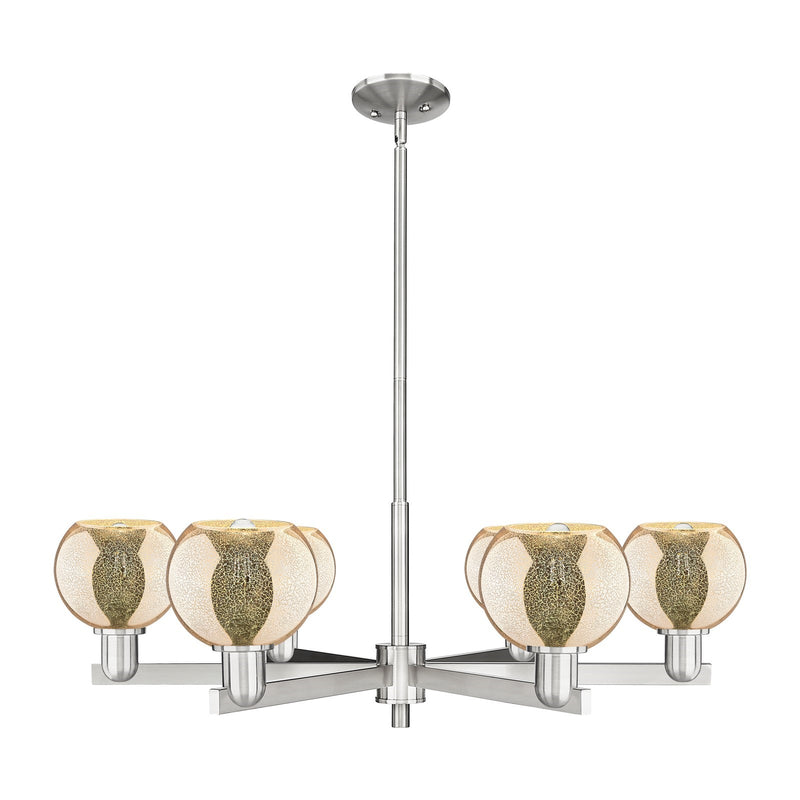 Innovations Athens 36in 6-Light Chandelier | Industrial Satin Nickel and Mercury Glass | Dining Room & Living Room | Model 716-6CR-SN-G128-6
