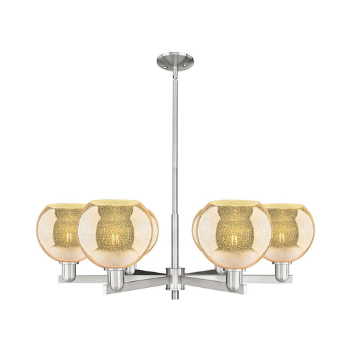 Innovations Athens 38in 6-Light Chandelier | Industrial Satin Nickel and Mercury Glass | Dining Room & Living Room | Model 716-6CR-SN-G128-8