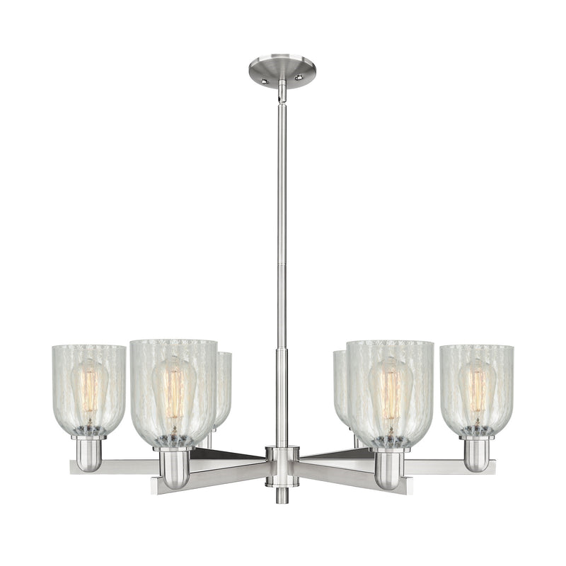 Innovations Caledonia 35in 6-Light Chandelier | Industrial Satin Nickel and Mouchette Glass | Dining Room & Living Room | Model 716-6CR-SN-G2511