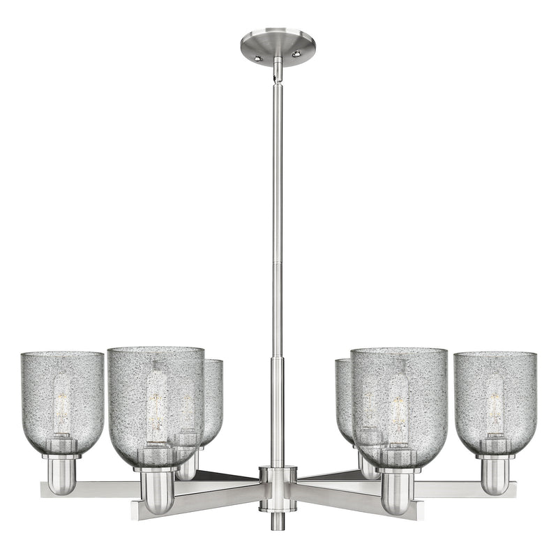 Innovations Caledonia 35in 6-Light Chandelier | Industrial Satin Nickel and Charcoal Glass | Kitchen Island & Dining Room | Model 716-6CR-SN-G257