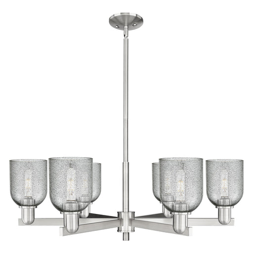 Innovations Caledonia 35in 6-Light Chandelier | Industrial Satin Nickel and Charcoal Glass | Kitchen Island & Dining Room | Model 716-6CR-SN-G257