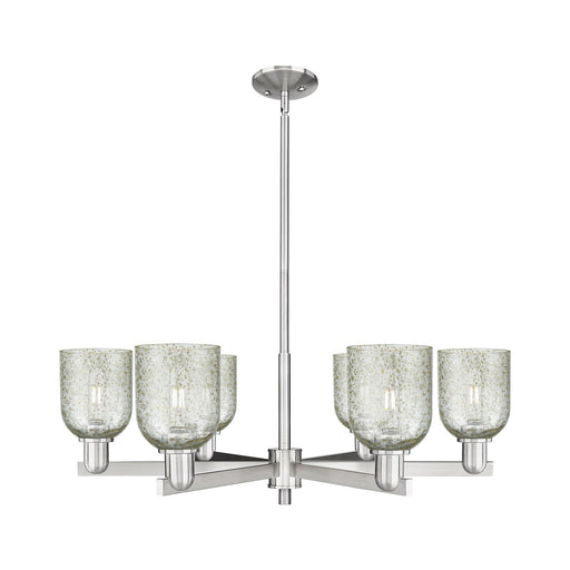 Innovations Lighting Caledonia 35in 6-Light Chandelier | Industrial Satin Nickel Steel and Mica Glass | Dining Room & Living Room | Model 716-6CR-SN-G259