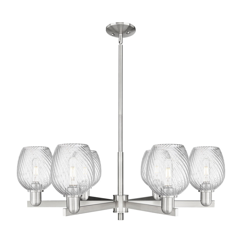 Innovations Salina 35.5in 6-Light Chandelier | Industrial Satin Nickel and Clear Spiral Fluted Glass | Dining Room & Living Room | Model 716-6CR-SN-G292