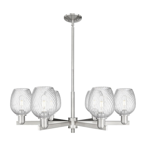 Innovations Salina 35.5in 6-Light Chandelier | Industrial Satin Nickel and Clear Spiral Fluted Glass | Dining Room & Living Room | Model 716-6CR-SN-G292