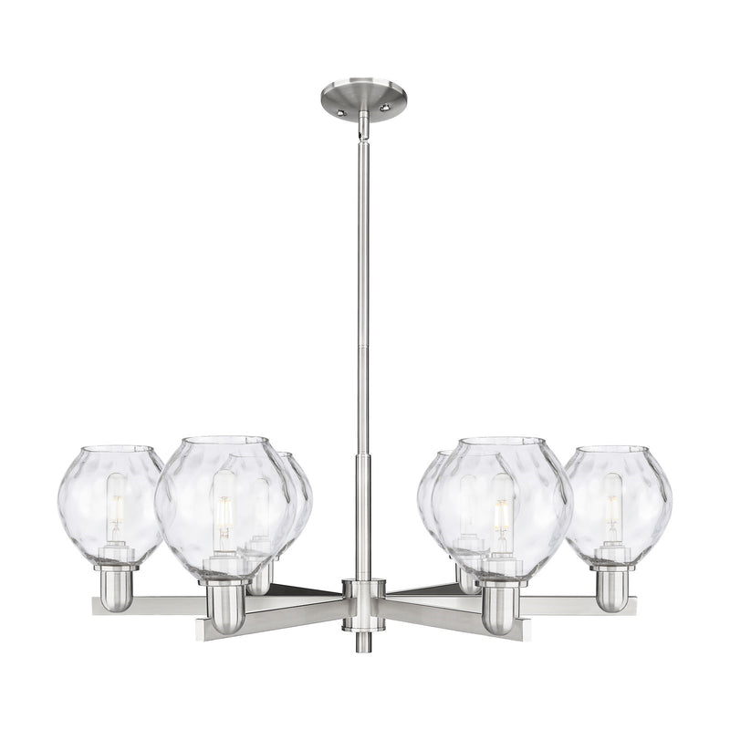 Innovations Waverly 36in 6-Light Chandelier | Industrial Satin Nickel and Clear Glass | Dining Room & Living Room | Model 716-6CR-SN-G362