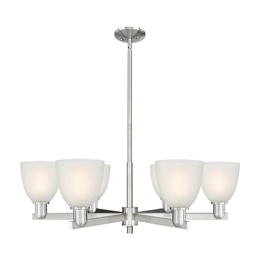 Innovations Castile 36in 6-Light Chandelier | Industrial Satin Nickel and White Glass | Dining Room & Living Room | Model 716-6CR-SN-G381