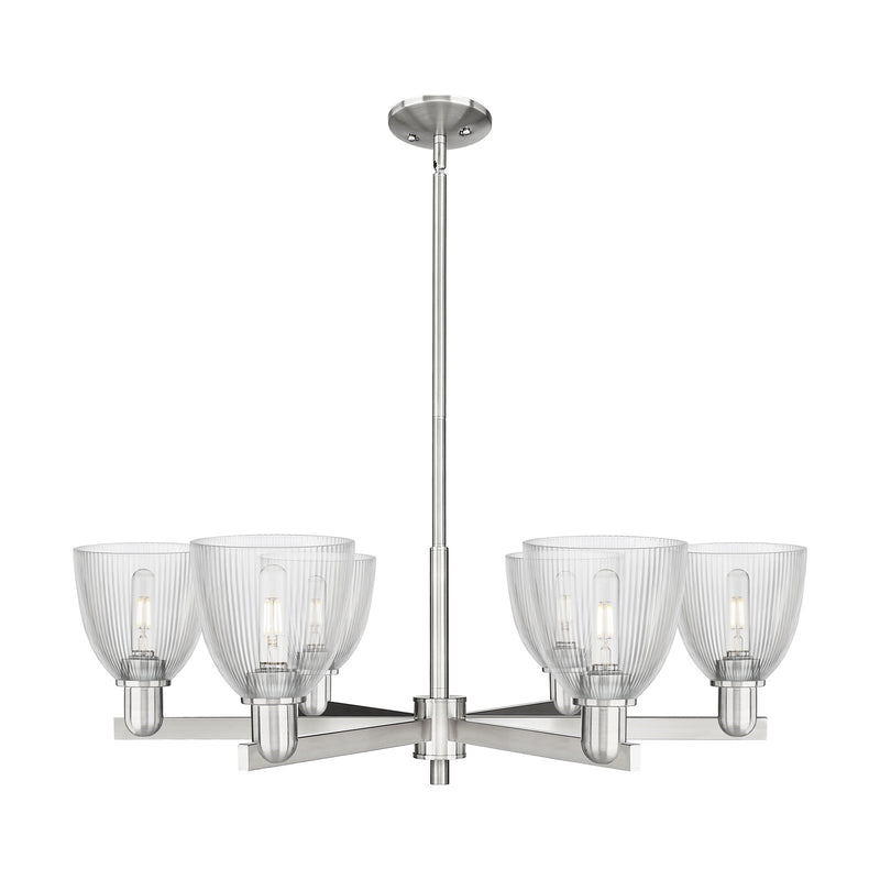 Innovations Castile 36in 6-Light Chandelier | Industrial Satin Nickel and Clear Glass | Dining Room & Living Room | Model 716-6CR-SN-G382