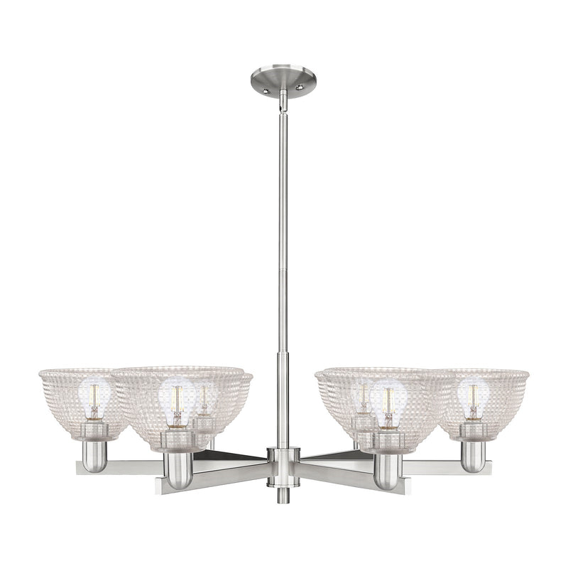Innovations Arietta 38in 6-Light Chandelier | Industrial Satin Nickel and Clear Glass | Dining Room & Living Room | Model 716-6CR-SN-G422