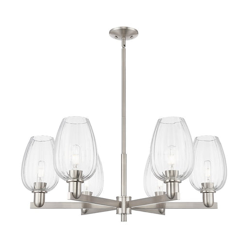 Innovations Preston 6Lt 24" Flute Stem Chandelier, SN/CL - 716-6CR-SN-G457-6CL