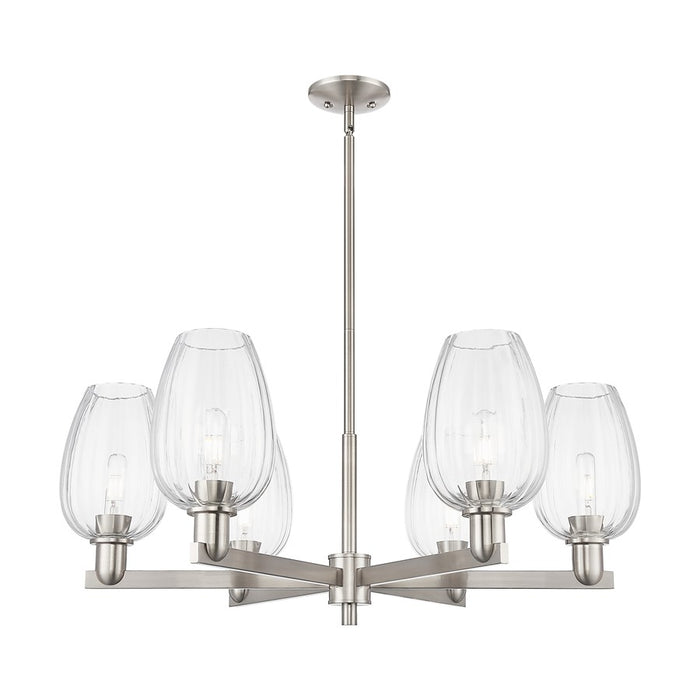 Innovations Preston 6Lt 24" Flute Stem Chandelier, SN/CL - 716-6CR-SN-G457-6CL