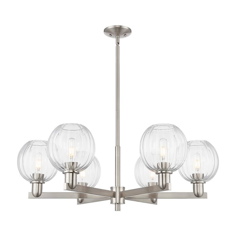 Innovations Preston 6Lt 24" Globe Stem Chandelier, SN/CL - 716-6CR-SN-G458-7CL
