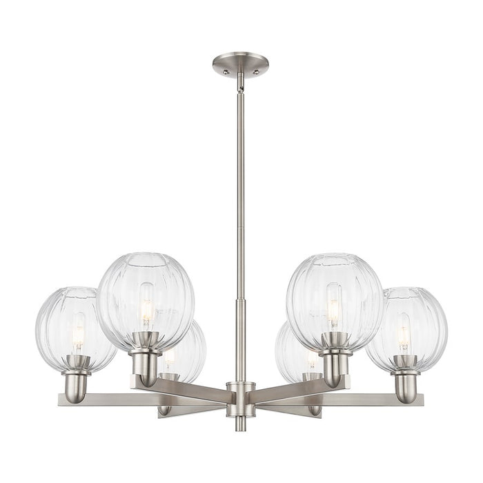 Innovations Preston 6Lt 24" Globe Stem Chandelier, SN/CL - 716-6CR-SN-G458-7CL