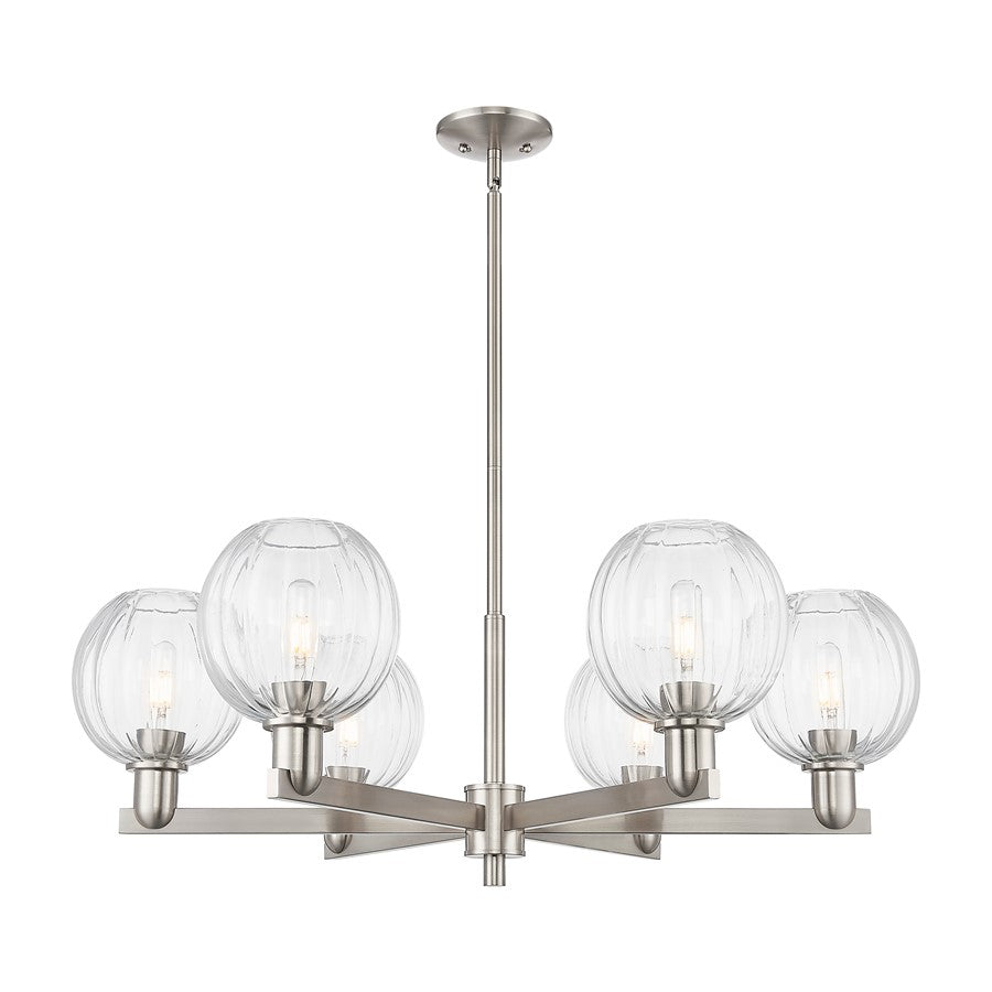 Innovations Preston 6Lt 24" Globe Stem Chandelier, SN/CL - 716-6CR-SN-G458-7CL