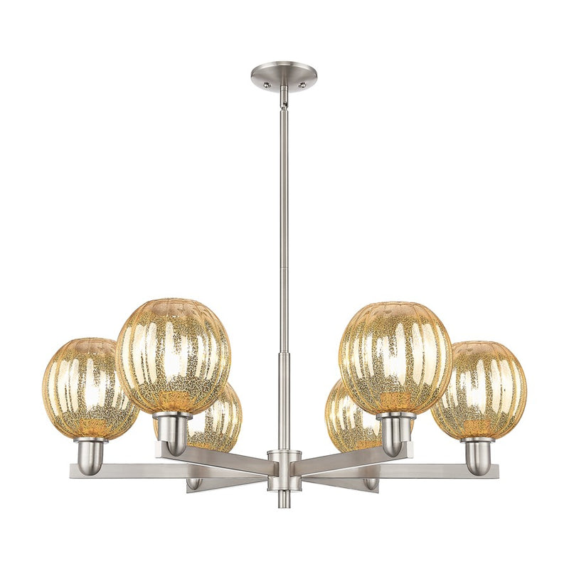 Innovations Preston 6Lt 24" Globe Stem Chandelier, SN/MC - 716-6CR-SN-G458-7ME