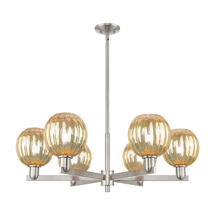 Innovations Preston 6Lt 24" Globe Stem Chandelier, SN/MC - 716-6CR-SN-G458-7ME