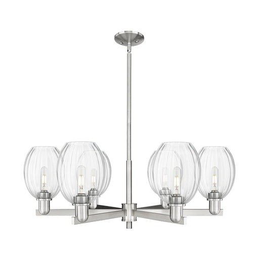 Innovations Preston 6Lt 24" Bell Stem Chandelier, SN/Clear - 716-6CR-SN-G459-6CL
