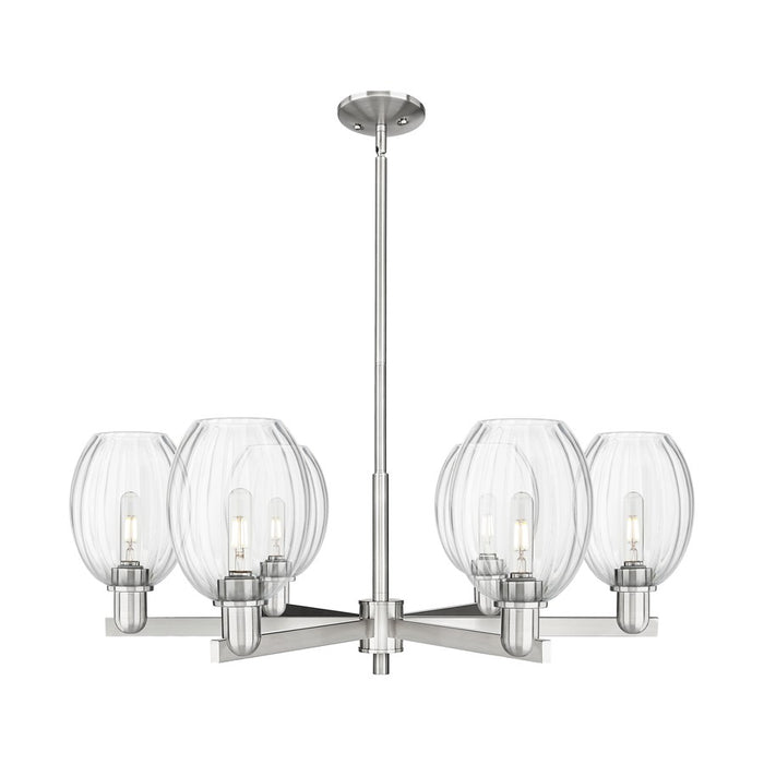 Innovations Preston 6Lt 24" Bell Stem Chandelier, SN/Clear - 716-6CR-SN-G459-6CL