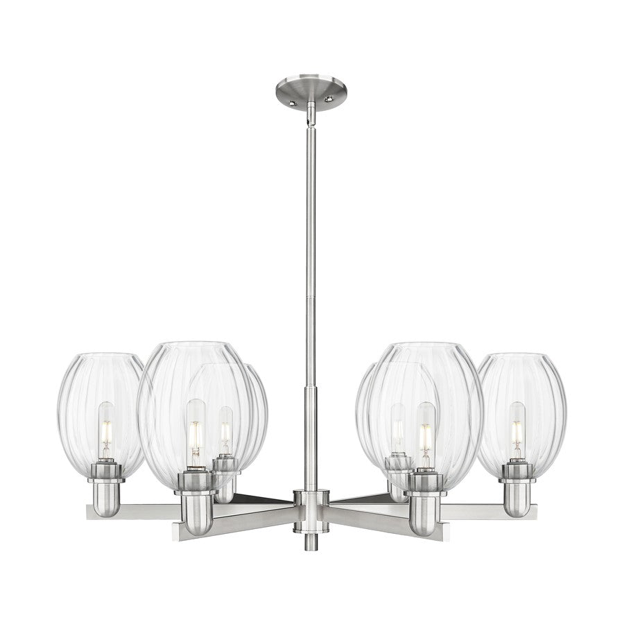 Innovations Preston 6Lt 24" Bell Stem Chandelier, SN/Clear - 716-6CR-SN-G459-6CL