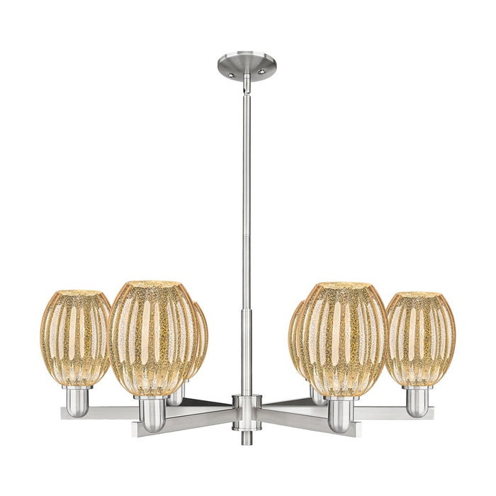 Innovations Preston 6Lt 24" Bell Stem Chandelier, SN/MC - 716-6CR-SN-G459-6ME