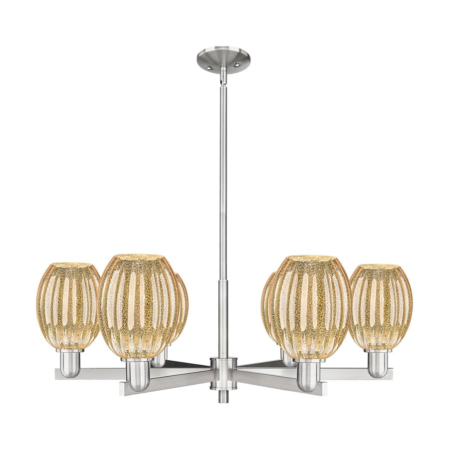 Innovations Preston 6Lt 24" Bell Stem Chandelier, SN/MC - 716-6CR-SN-G459-6ME