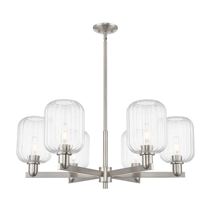 Innovations Preston 6Lt 24" Jar Stem Chandelier, SN/Clear - 716-6CR-SN-G460-7CL
