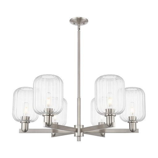 Innovations Preston 6Lt 24" Jar Stem Chandelier, SN/Clear - 716-6CR-SN-G460-7CL