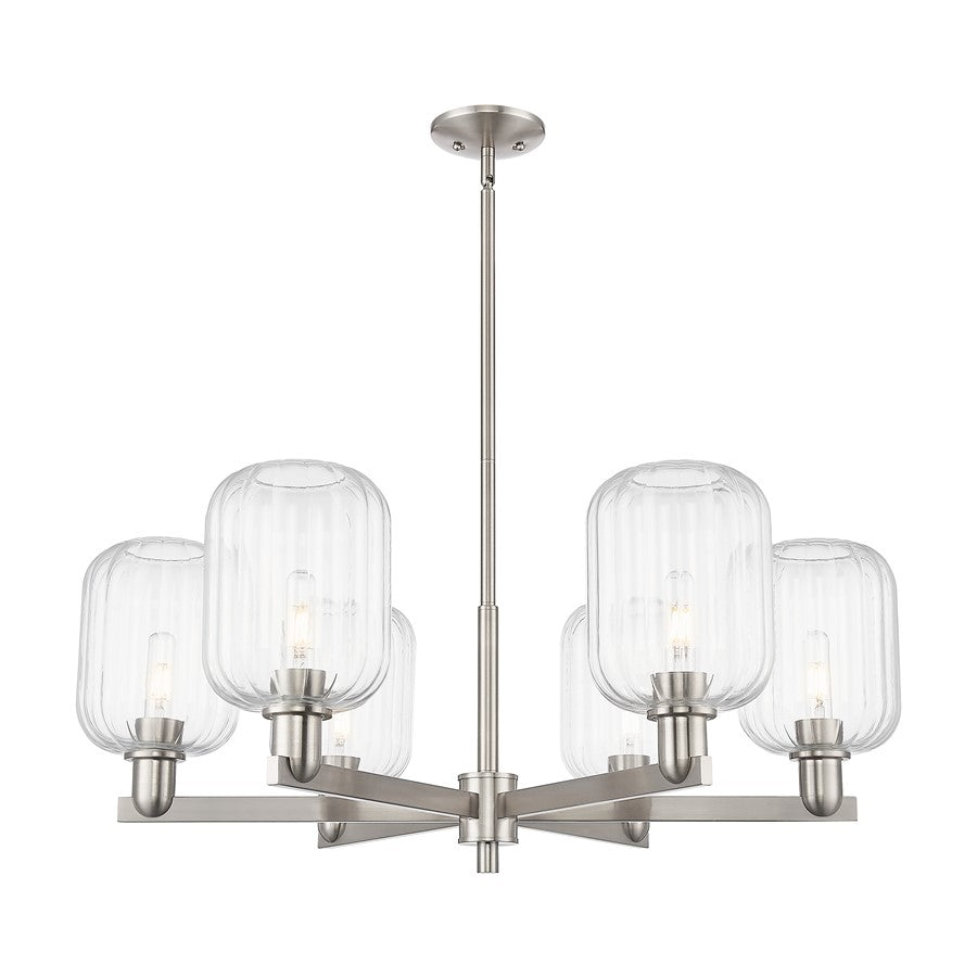 Innovations Preston 6Lt 24" Jar Stem Chandelier, SN/Clear - 716-6CR-SN-G460-7CL