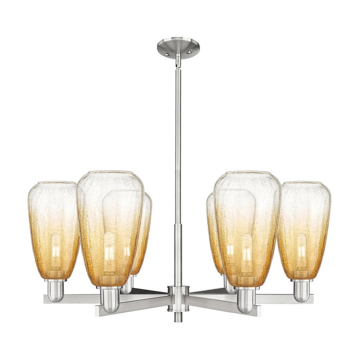 Innovations BH Almond 6Lt 24" Stem Chandelier, SN/AM - 716-6CR-SN-G480-6AM