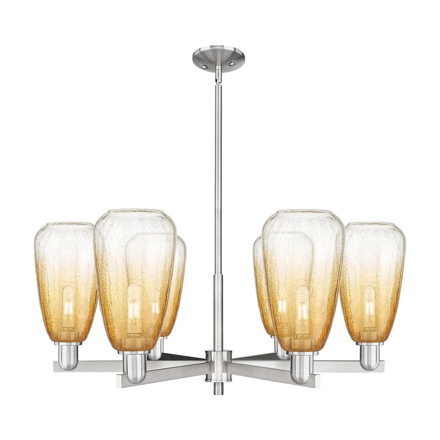 Innovations BH Almond 6Lt 24" Stem Chandelier, SN/AM - 716-6CR-SN-G480-6AM
