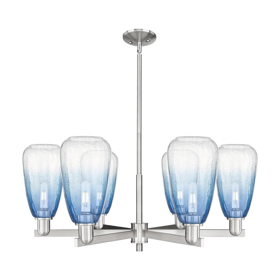 Innovations BH Almond 6Lt 24" Stem Chandelier, SN/SB - 716-6CR-SN-G480-6SB