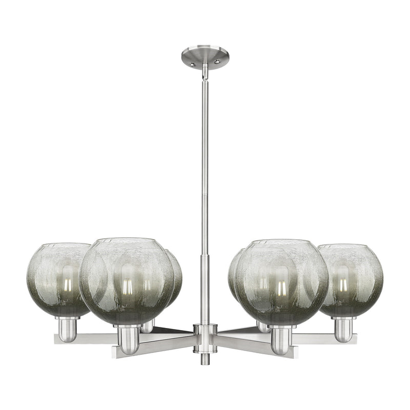 Innovations Brookhaven Globe 38in 6-Light Chandelier | Industrial Satin Nickel Steel and Slate Glass | Dining Room & Living | Model 716-6CR-SN-G483-8SL