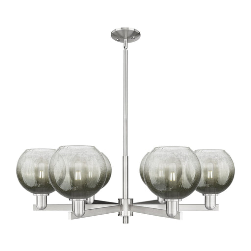 Innovations Brookhaven Globe 38in 6-Light Chandelier | Industrial Satin Nickel Steel and Slate Glass | Dining Room & Living | Model 716-6CR-SN-G483-8SL