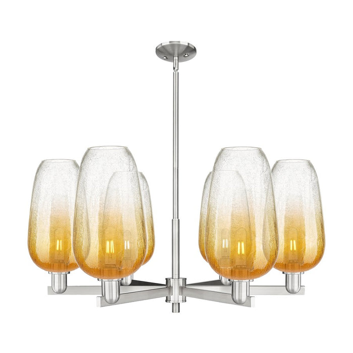Innovations BH Flute 6Lt 24" Stem Chandelier, SN/AM - 716-6CR-SN-G484-7AM