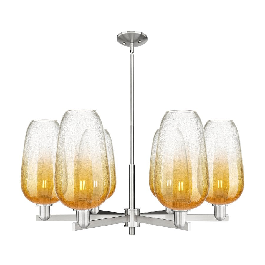 Innovations BH Flute 6Lt 24" Stem Chandelier, SN/AM - 716-6CR-SN-G484-7AM