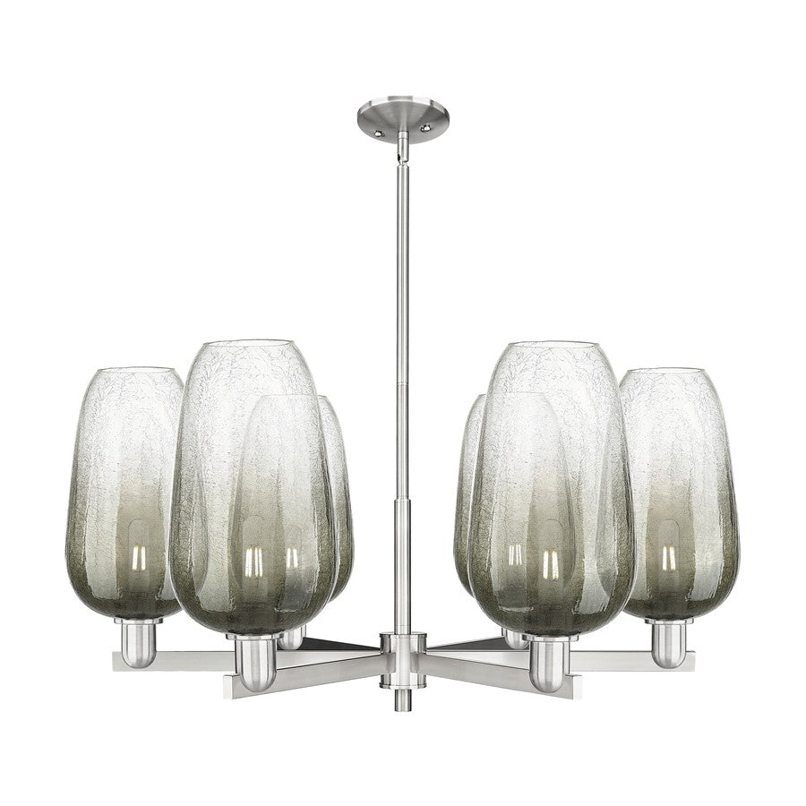 Innovations BH Flute 6Lt 24" Stem Chandelier, SN/SL - 716-6CR-SN-G484-7SL