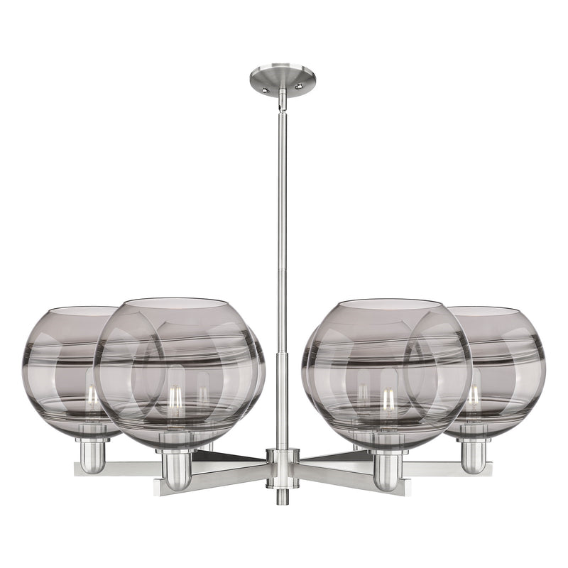 Innovations Rochester 40in 6-Light Chandelier | Industrial Satin Nickel and Light Smoke Glass | Dining Room & Living Room | Model 716-6CR-SN-G556-10SM