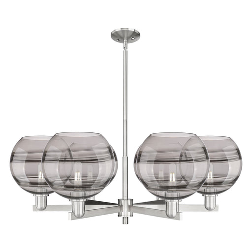 Innovations Rochester 40in 6-Light Chandelier | Industrial Satin Nickel and Light Smoke Glass | Dining Room & Living Room | Model 716-6CR-SN-G556-10SM