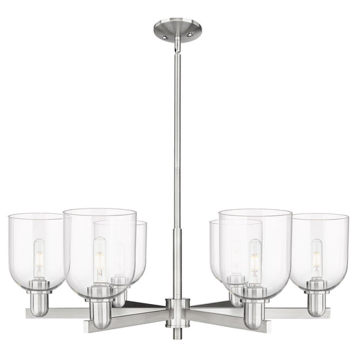 Innovations Bella 35in 6-Light Chandelier | Industrial Satin Nickel and Clear Glass | Dining Room & Living Room | Model 716-6CR-SN-G558-6CL