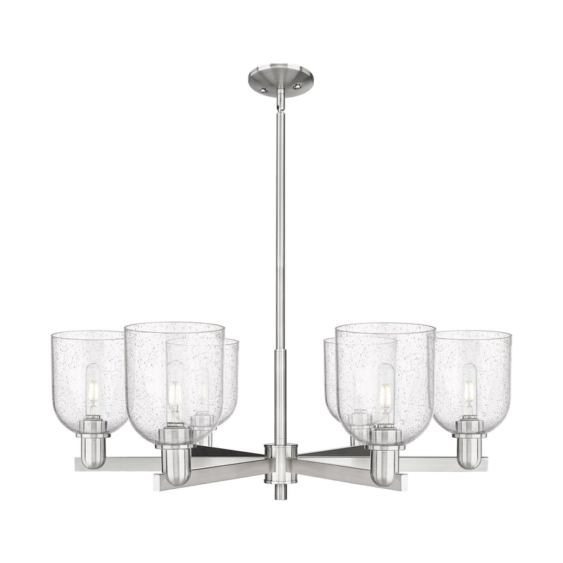 Innovations Bella 35in 6-Light Chandelier | Industrial Satin Nickel and Seedy Glass | Dining Room & Living Room | Model 716-6CR-SN-G558-6SDY