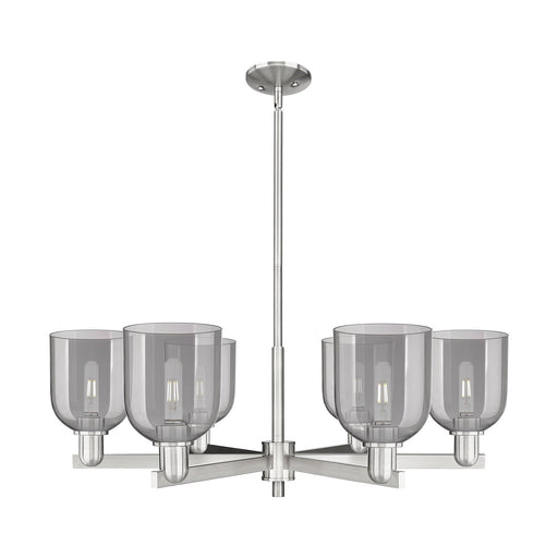Innovations Bella 35in 6-Light Chandelier | Industrial Satin Nickel and Light Smoke Glass | Dining Room & Living Room | Model 716-6CR-SN-G558-6SM
