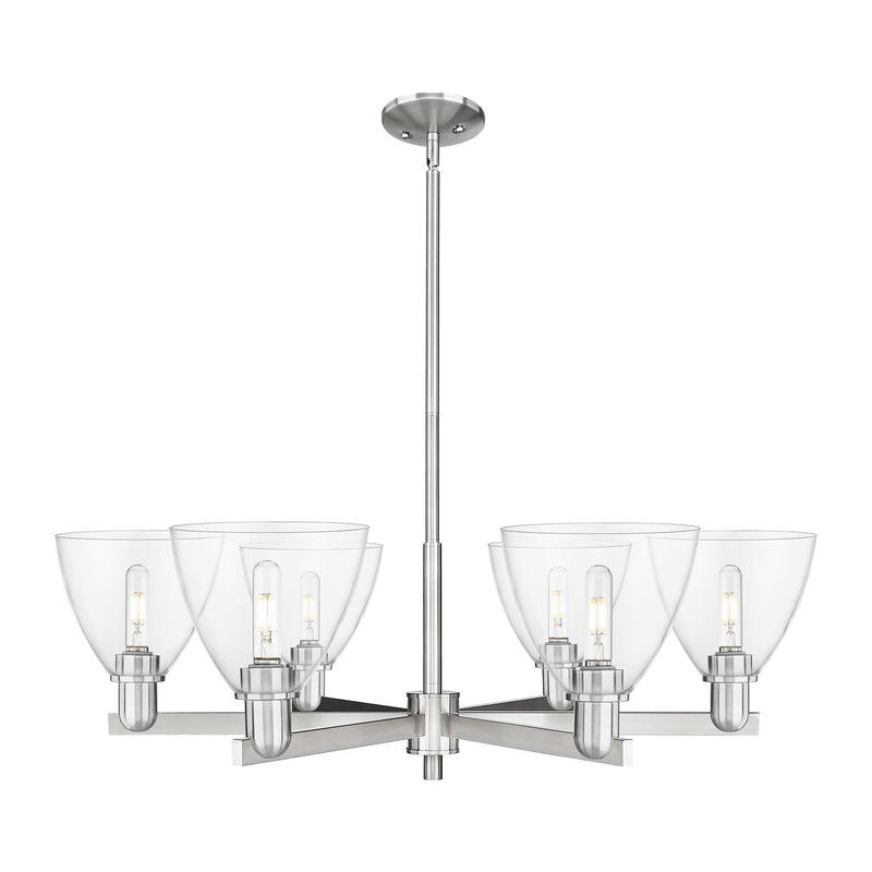 Innovations Bristol 37in 6-Light Chandelier | Industrial Satin Nickel Steel and Clear Glass | Dining Room & Living Room | Model 716-6CR-SN-GBD-752