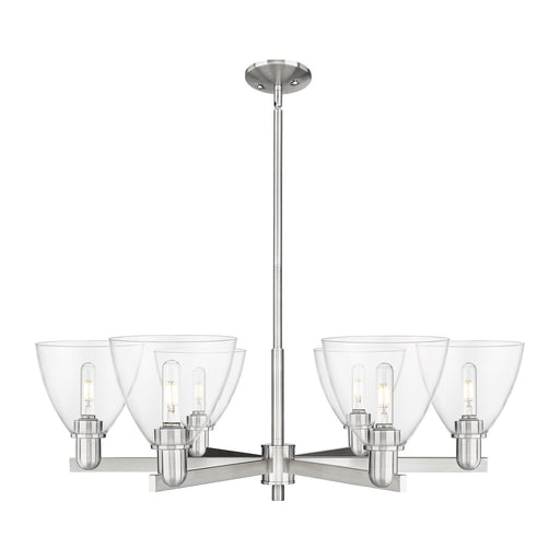 Innovations Bristol 37in 6-Light Chandelier | Industrial Satin Nickel Steel and Clear Glass | Dining Room & Living Room | Model 716-6CR-SN-GBD-752