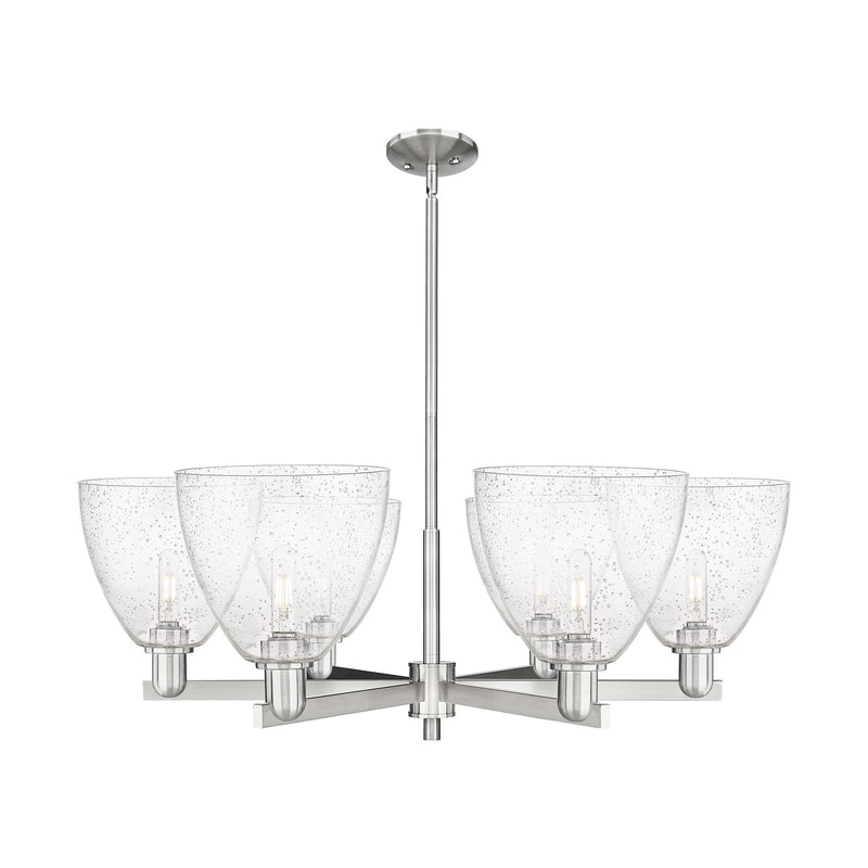 Innovations Bristol 39in 6-Light Chandelier | Industrial Satin Nickel and Seedy Glass | Dining Room & Living Room | Model 716-6CR-SN-GBD-94